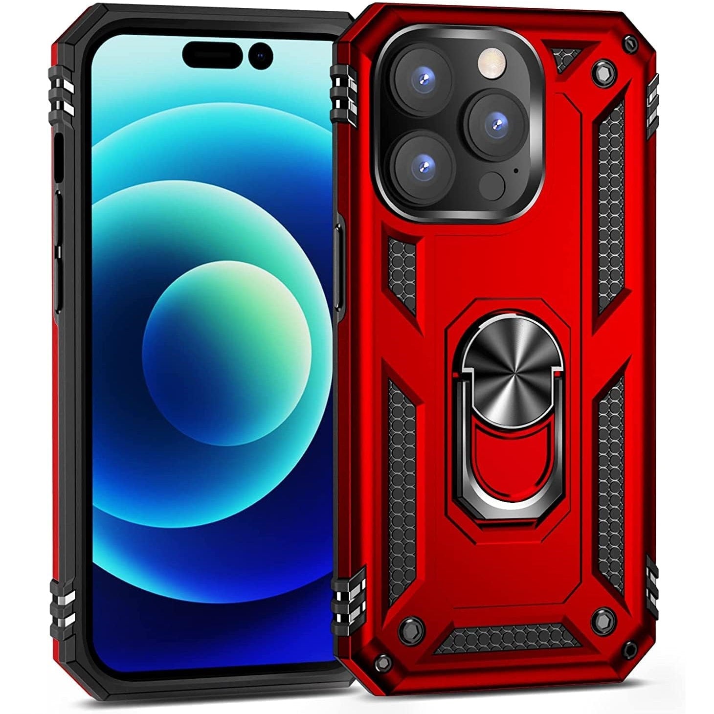 Coque robuste avec béquille intégrée pour Apple iPhone 15, 14, 13, 12, 11, XR, 8, protection double couche avec anneau de béquille rotatif, étui d'étude