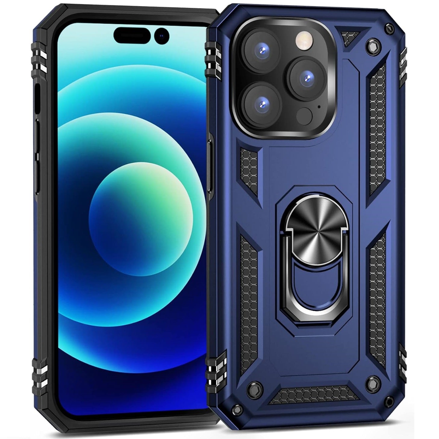 Coque robuste avec béquille intégrée pour Apple iPhone 15, 14, 13, 12, 11, XR, 8, protection double couche avec anneau de béquille rotatif, étui d'étude