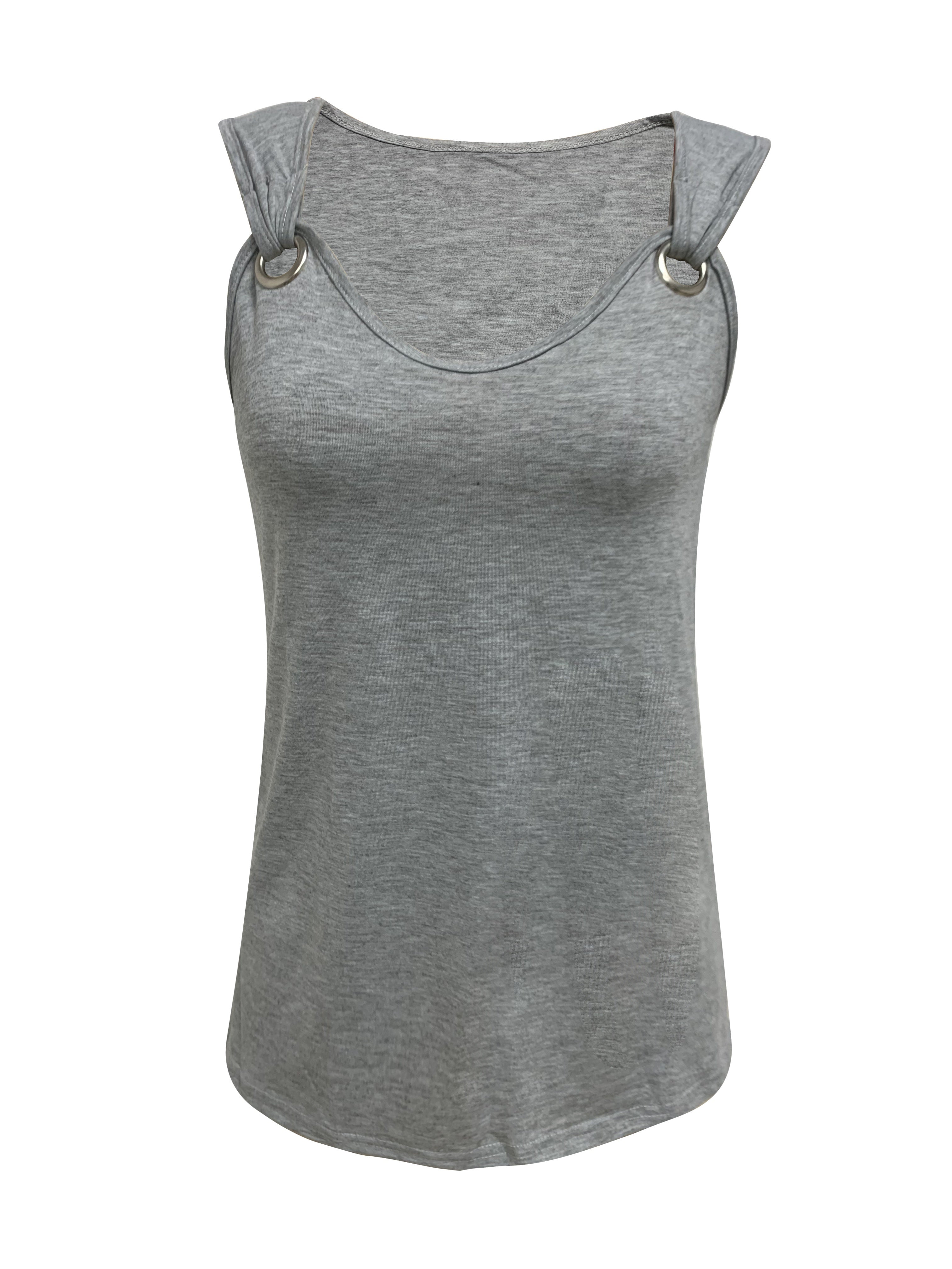 Débardeur ras du cou uni, débardeur d'été décontracté sans manches, vêtements pour femmes