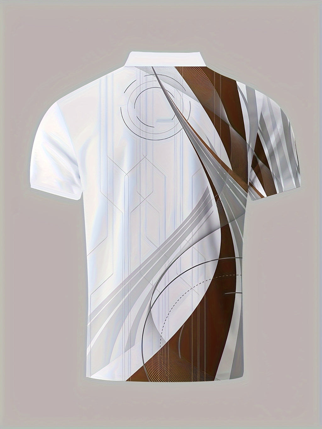 Chemise à manches courtes pour homme, motif géométrique, fermeture éclair, décontractée, confortable et polyvalente, chemise de golf, chemise de tennis, vêtements pour homme