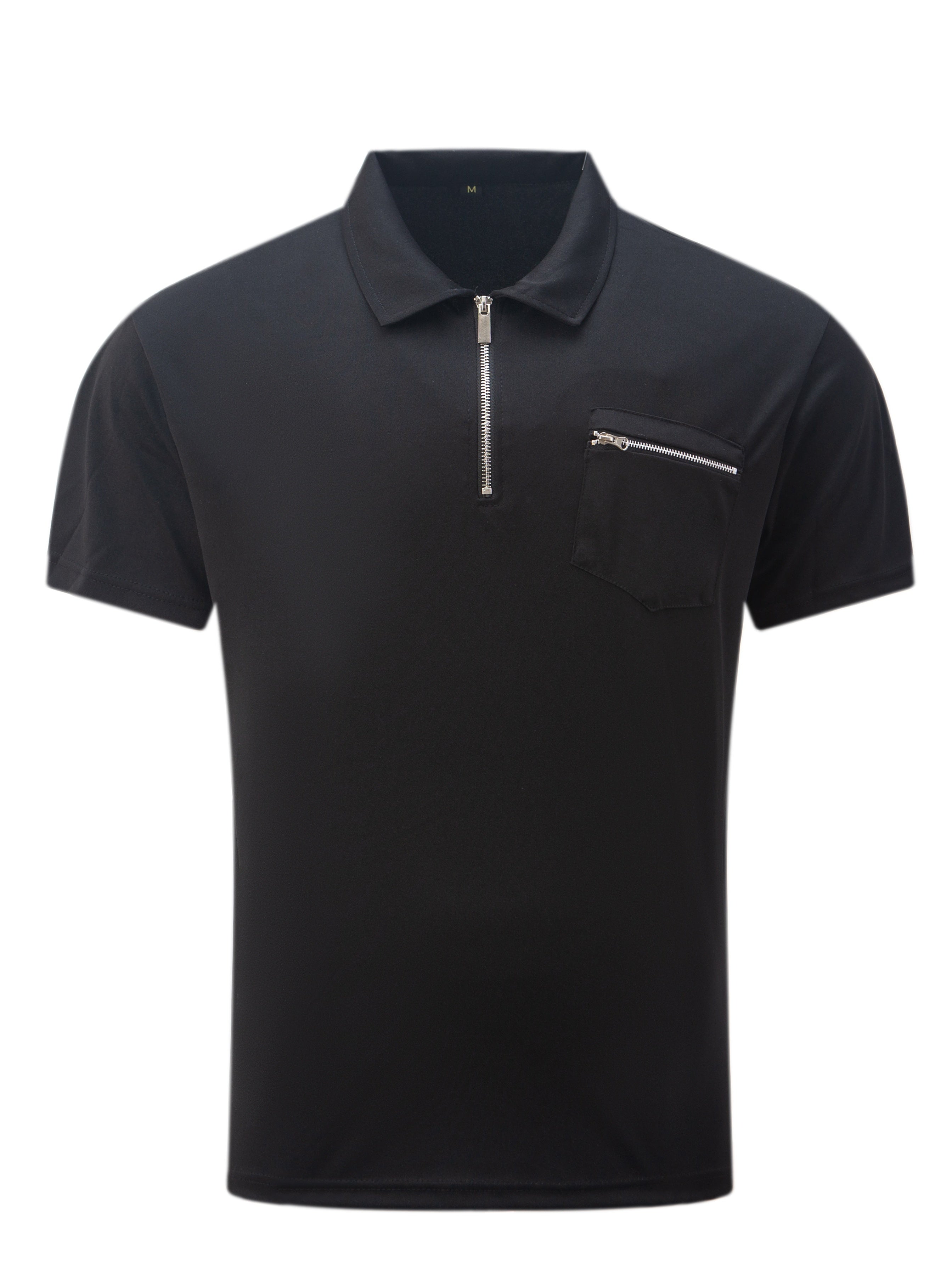 Polo de golf respirant, coupe standard, avec poche zippée sur la poitrine, col en V, manches courtes, pour l'été, vêtements pour hommes