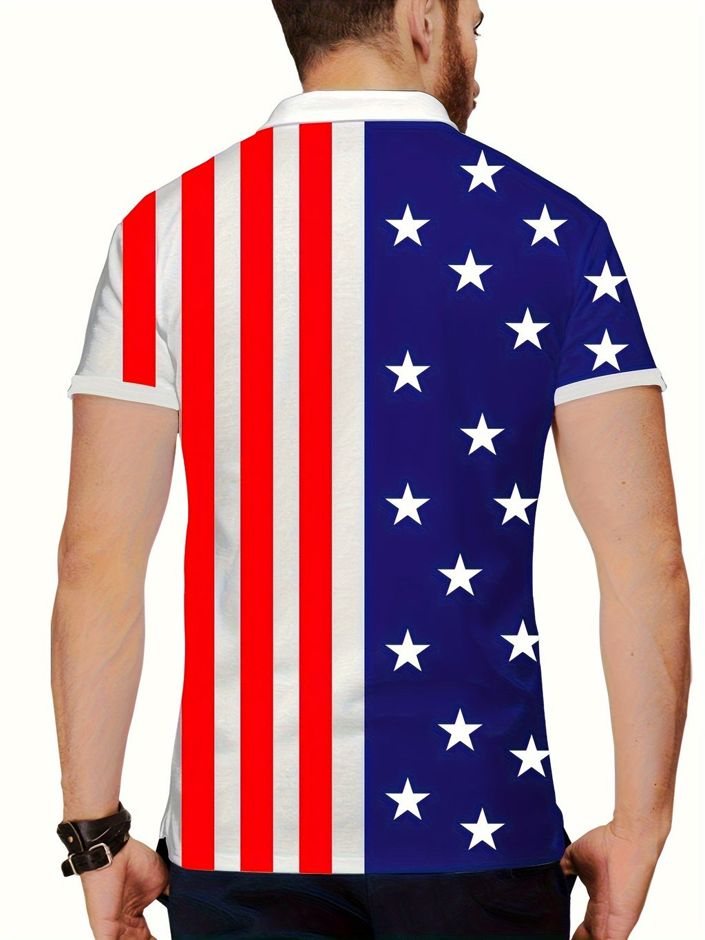 T-shirt de golf respirant à rayures et étoiles, coupe standard, décontracté, col en V, manches courtes, été, vêtements pour hommes