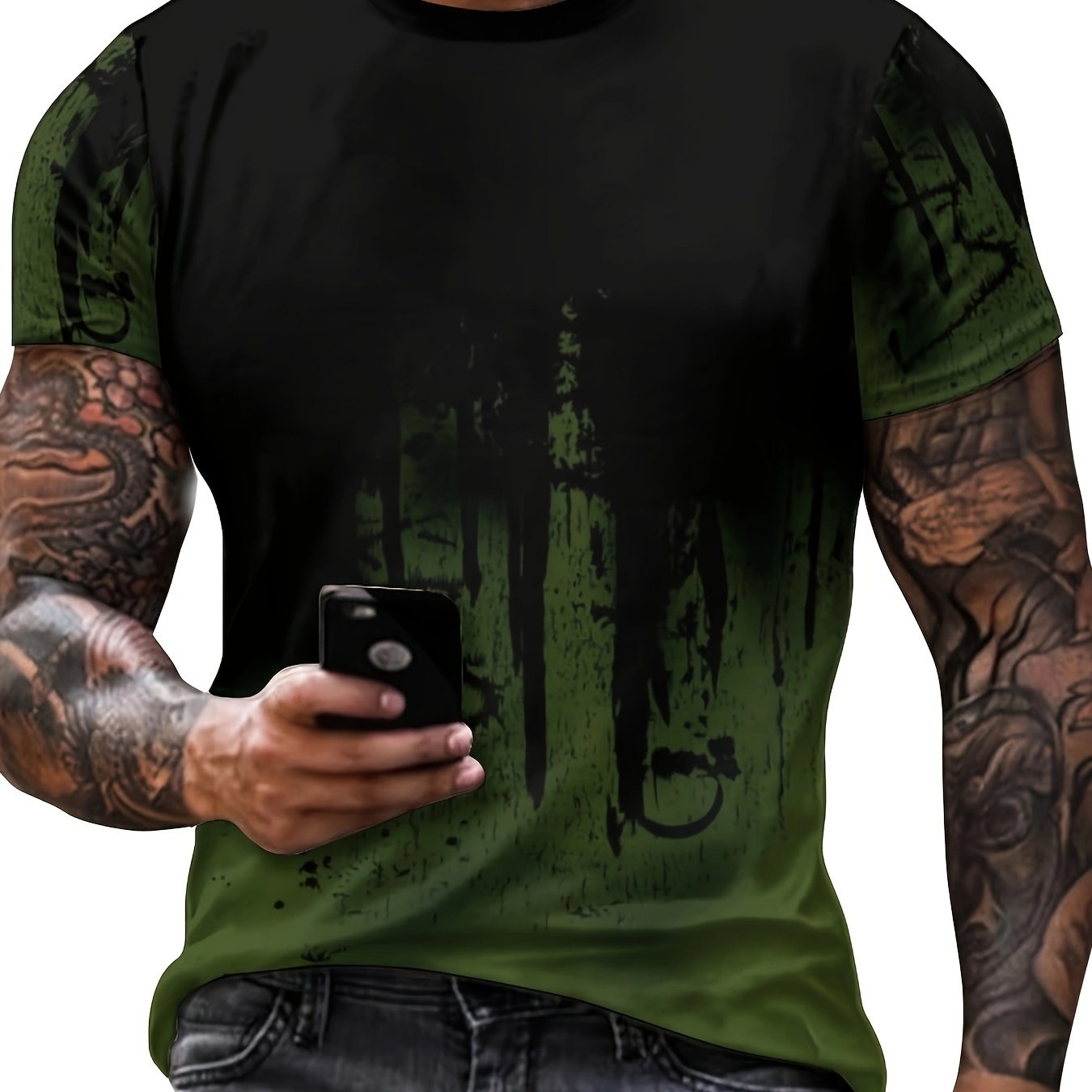 T-shirt ras du cou imprimé éclaboussures de peinture pour homme, design graphique, décontracté et confortable pour l'été, idéal pour l'entraînement quotidien en salle de sport ou la course à pied.