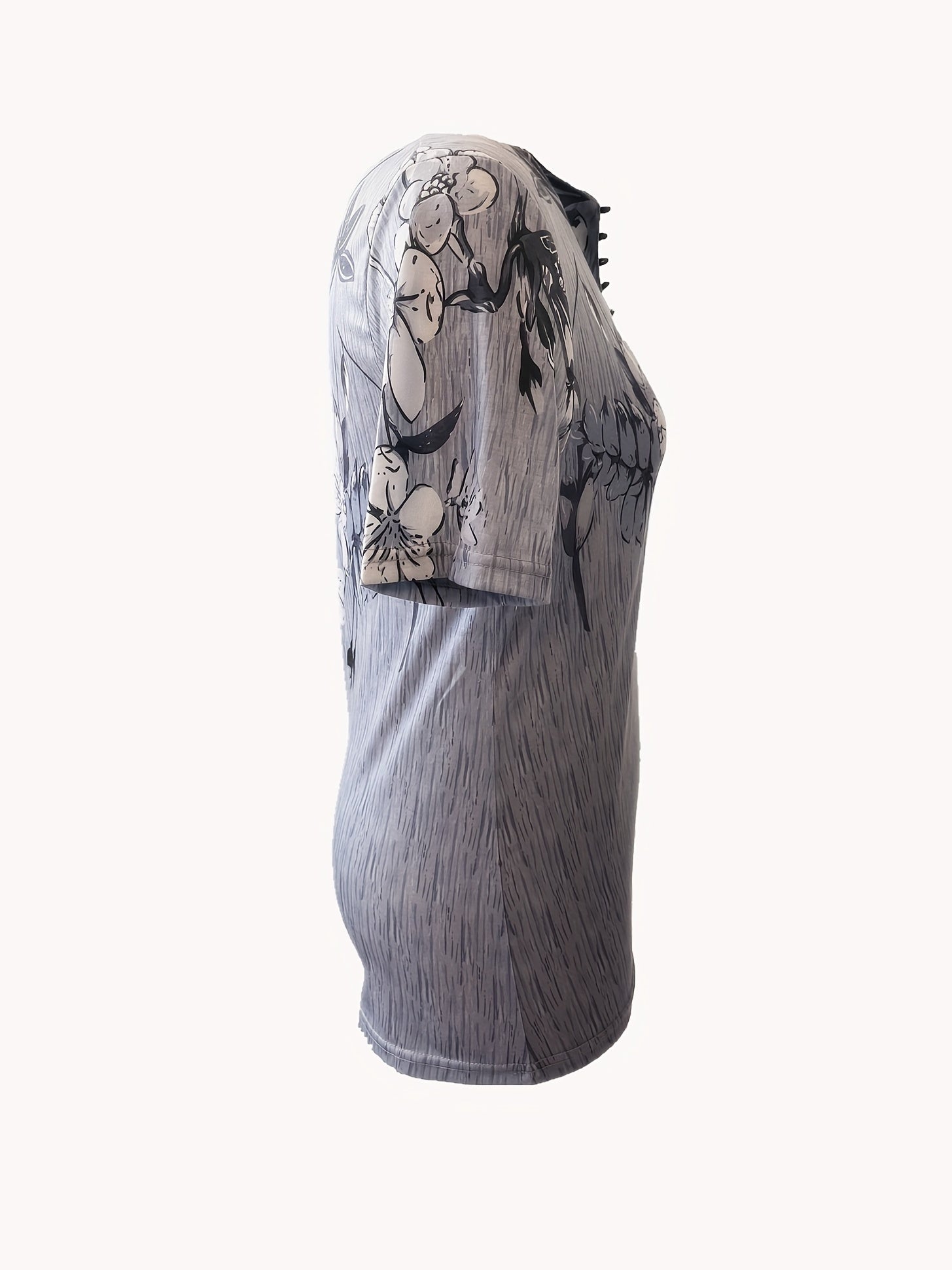 T-shirt boutonné à imprimé floral, t-shirt d'été décontracté à manches courtes, vêtements pour femmes