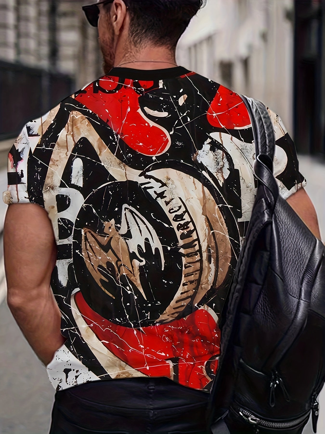 T-shirt homme à imprimé chauve-souris, confortable, imprimé 3D, légèrement extensible, col ras du cou, manches courtes, pour l'été et l'extérieur, vêtements pour hommes, cadeaux pour la fête des pères 2023 pour Halloween