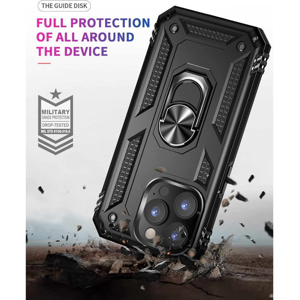Coque robuste avec béquille intégrée pour Apple iPhone 15, 14, 13, 12, 11, XR, 8, protection double couche avec anneau de béquille rotatif, étui d'étude