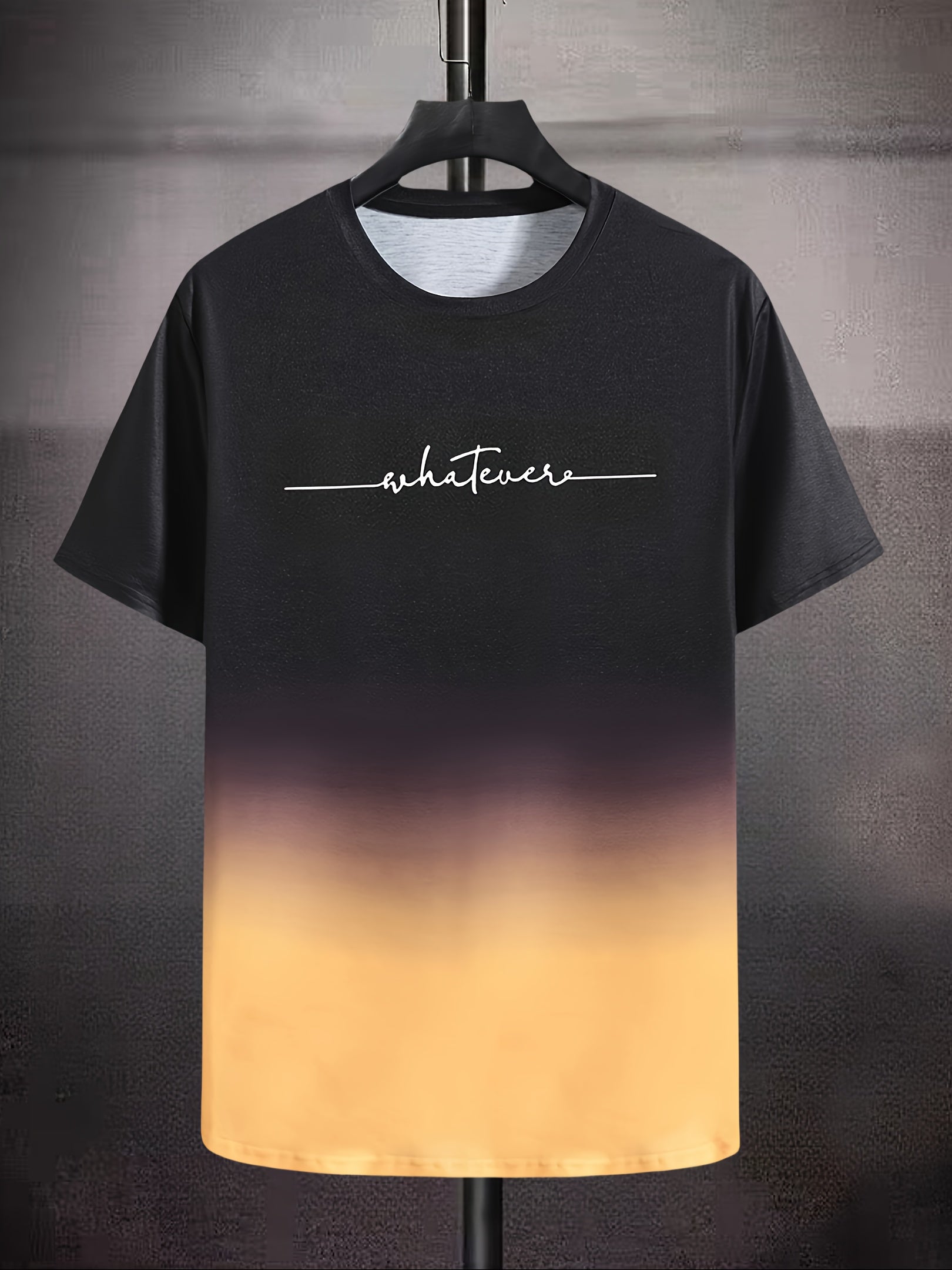 T-shirt confortable et chic à imprimé dégradé « Whatever » pour homme, t-shirt graphique, vêtements d'été pour homme, vêtements pour homme, hauts pour homme, cadeau pour homme
