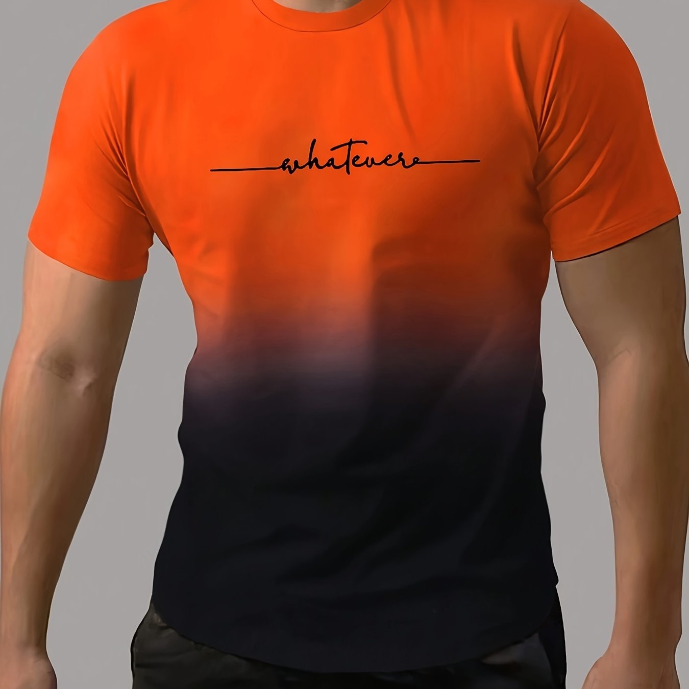 T-shirt confortable et chic à imprimé dégradé « Whatever » pour homme, t-shirt graphique, vêtements d'été pour homme, vêtements pour homme, hauts pour homme, cadeau pour homme
