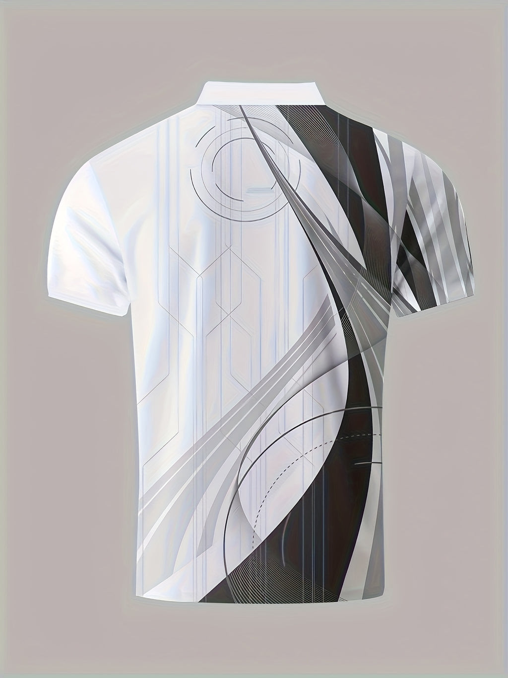 Chemise à manches courtes pour homme, motif géométrique, fermeture éclair, décontractée, confortable et polyvalente, chemise de golf, chemise de tennis, vêtements pour homme