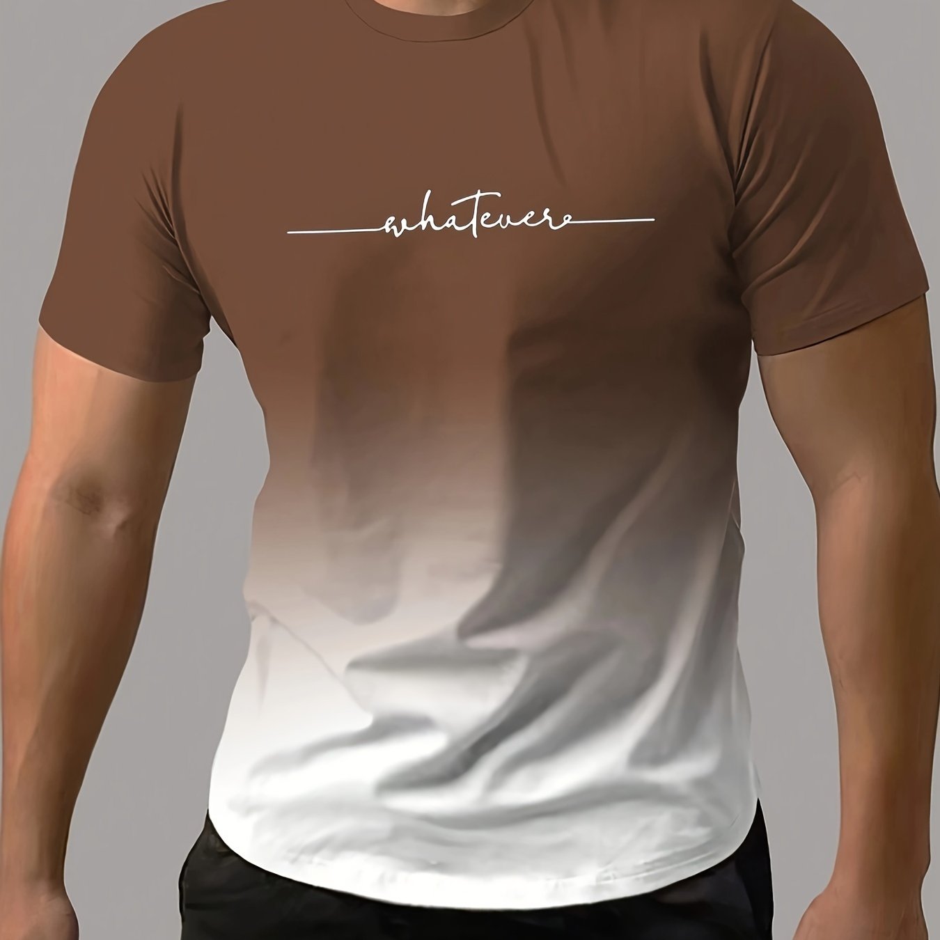 T-shirt confortable et chic à imprimé dégradé « Whatever » pour homme, t-shirt graphique, vêtements d'été pour homme, vêtements pour homme, hauts pour homme, cadeau pour homme