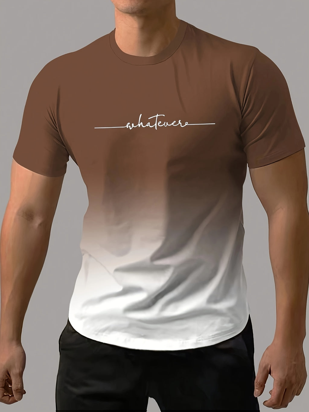 T-shirt confortable et chic à imprimé dégradé « Whatever » pour homme, t-shirt graphique, vêtements d'été pour homme, vêtements pour homme, hauts pour homme, cadeau pour homme
