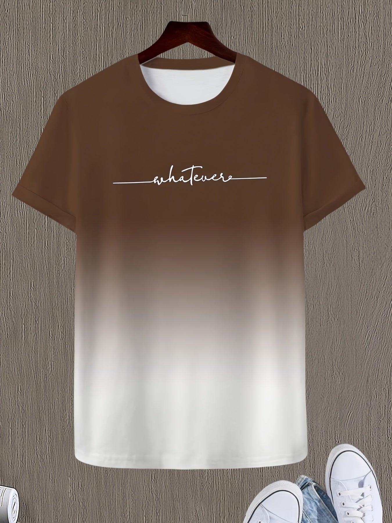 T-shirt confortable et chic à imprimé dégradé « Whatever » pour homme, t-shirt graphique, vêtements d'été pour homme, vêtements pour homme, hauts pour homme, cadeau pour homme