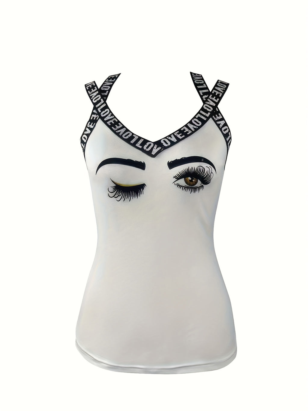 Haut à imprimé tête de mort et ruban à lettres, débardeur décontracté sans manches, vêtements pour femmes