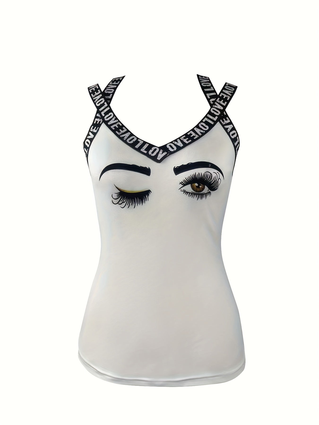 Haut à imprimé tête de mort et ruban à lettres, débardeur décontracté sans manches, vêtements pour femmes