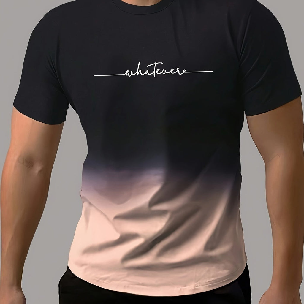 T-shirt confortable et chic à imprimé dégradé « Whatever » pour homme, t-shirt graphique, vêtements d'été pour homme, vêtements pour homme, hauts pour homme, cadeau pour homme
