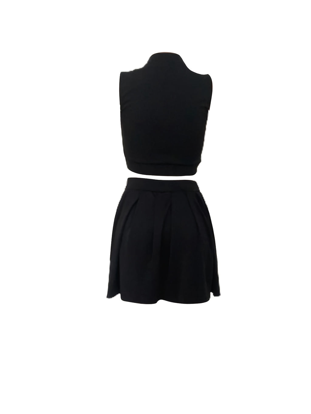 Ensemble deux pièces sexy à boutons, débardeur court à col montant et jupe taille haute, vêtements pour femmes