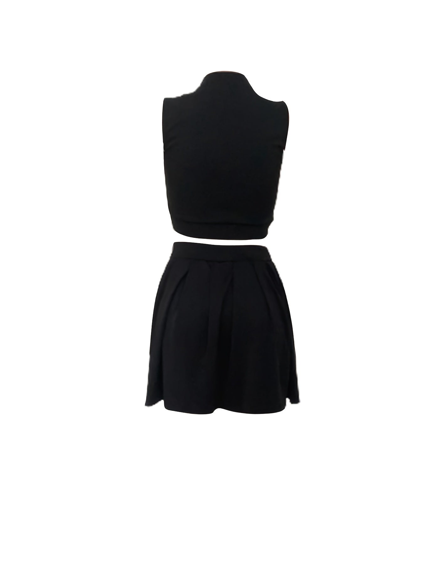 Ensemble deux pièces sexy à boutons, débardeur court à col montant et jupe taille haute, vêtements pour femmes