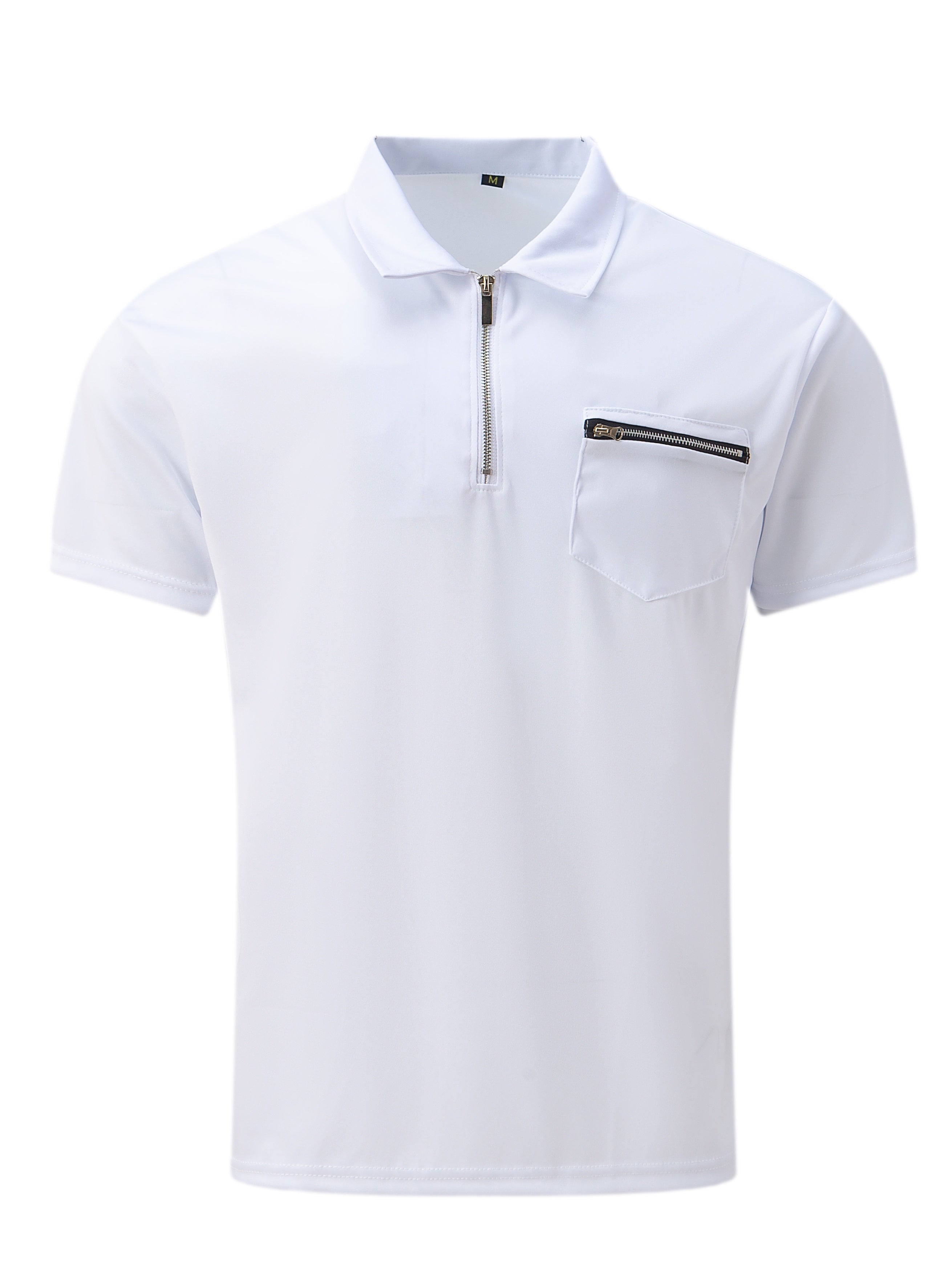Polo de golf respirant, coupe standard, avec poche zippée sur la poitrine, col en V, manches courtes, pour l'été, vêtements pour hommes