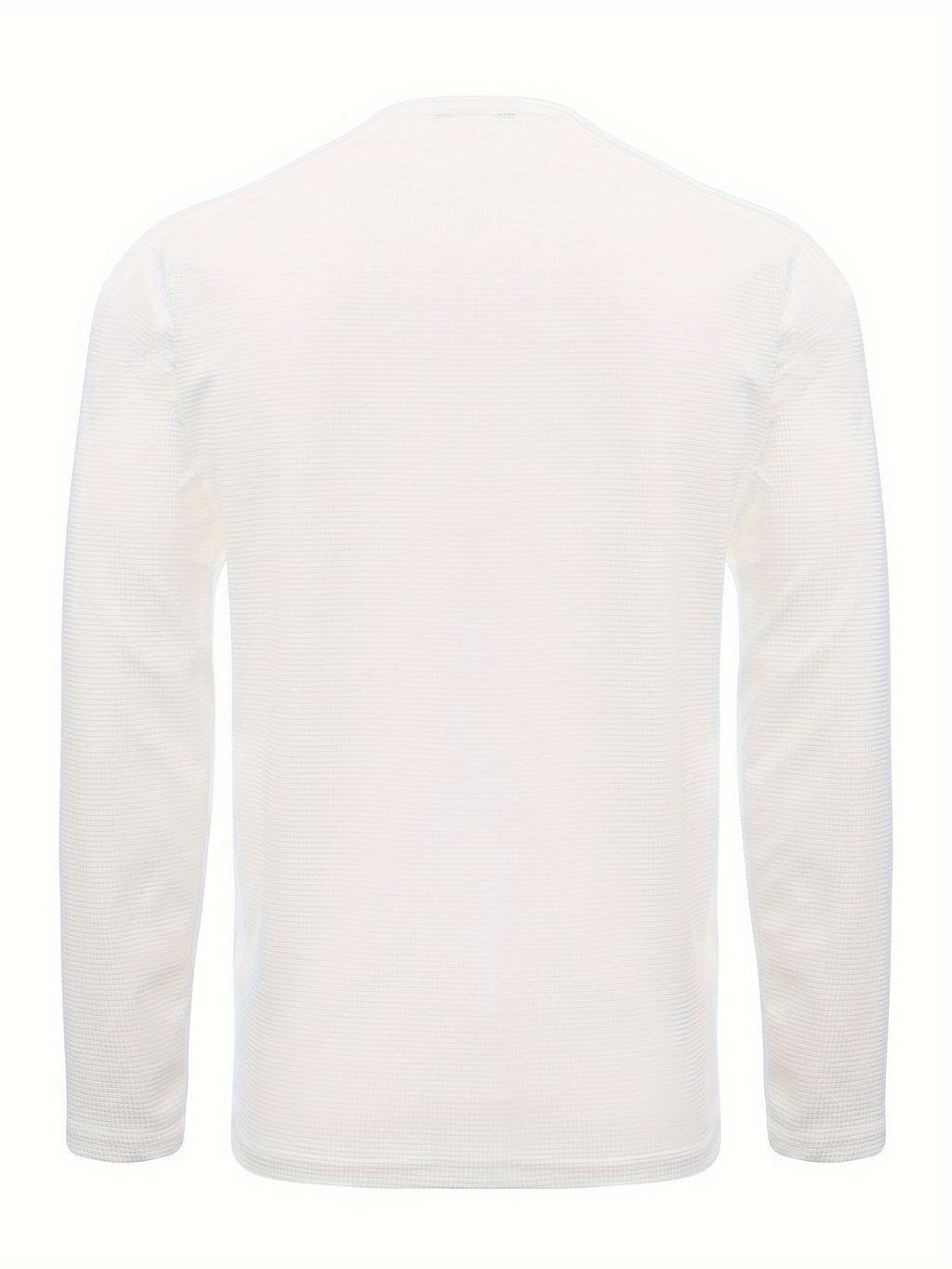 T-shirt gaufré à manches longues et col en V pour homme, confortable et décontracté, idéal pour le printemps, l'été et l'automne.