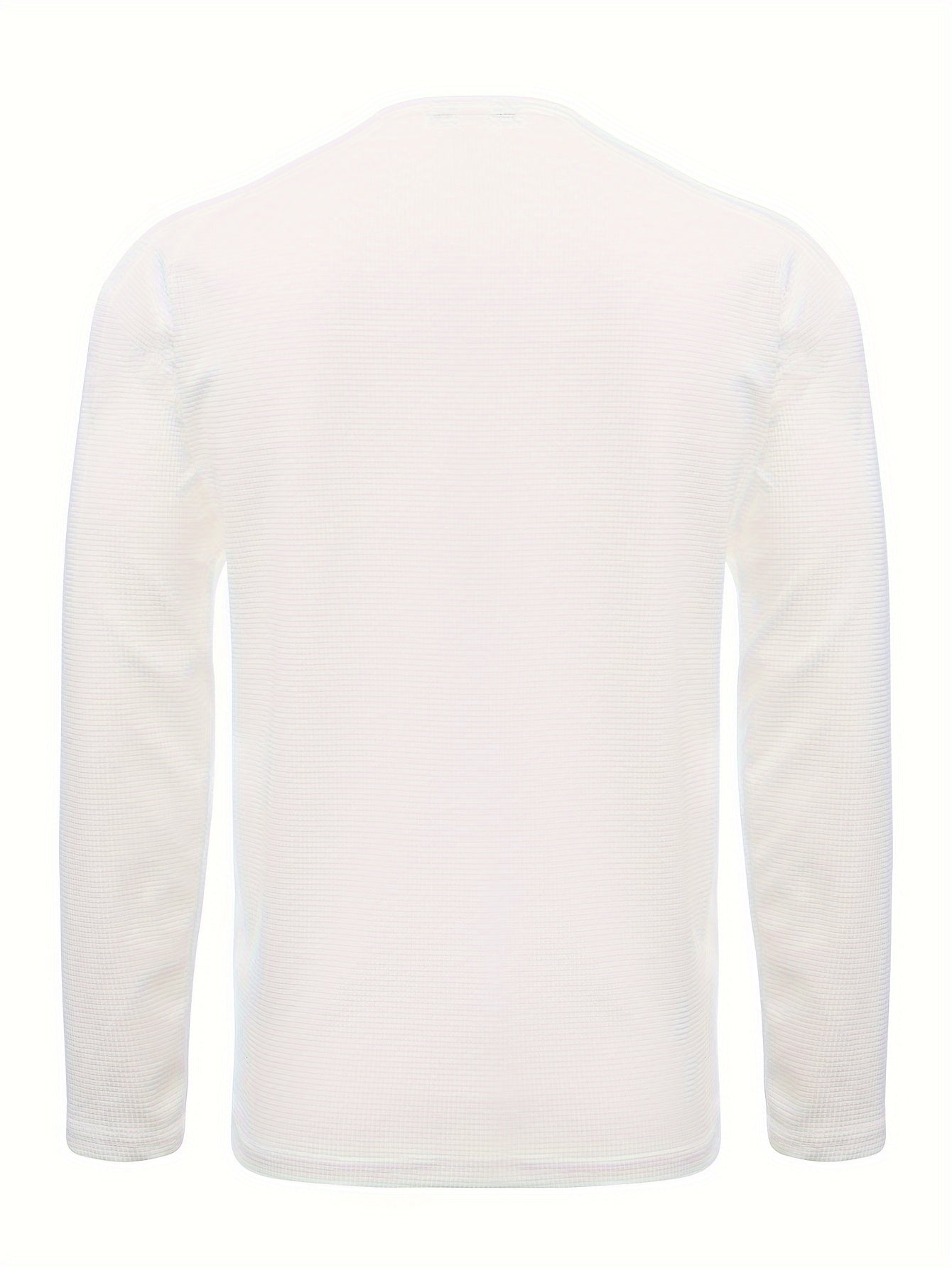 T-shirt gaufré à manches longues et col en V pour homme, confortable et décontracté, idéal pour le printemps, l'été et l'automne.