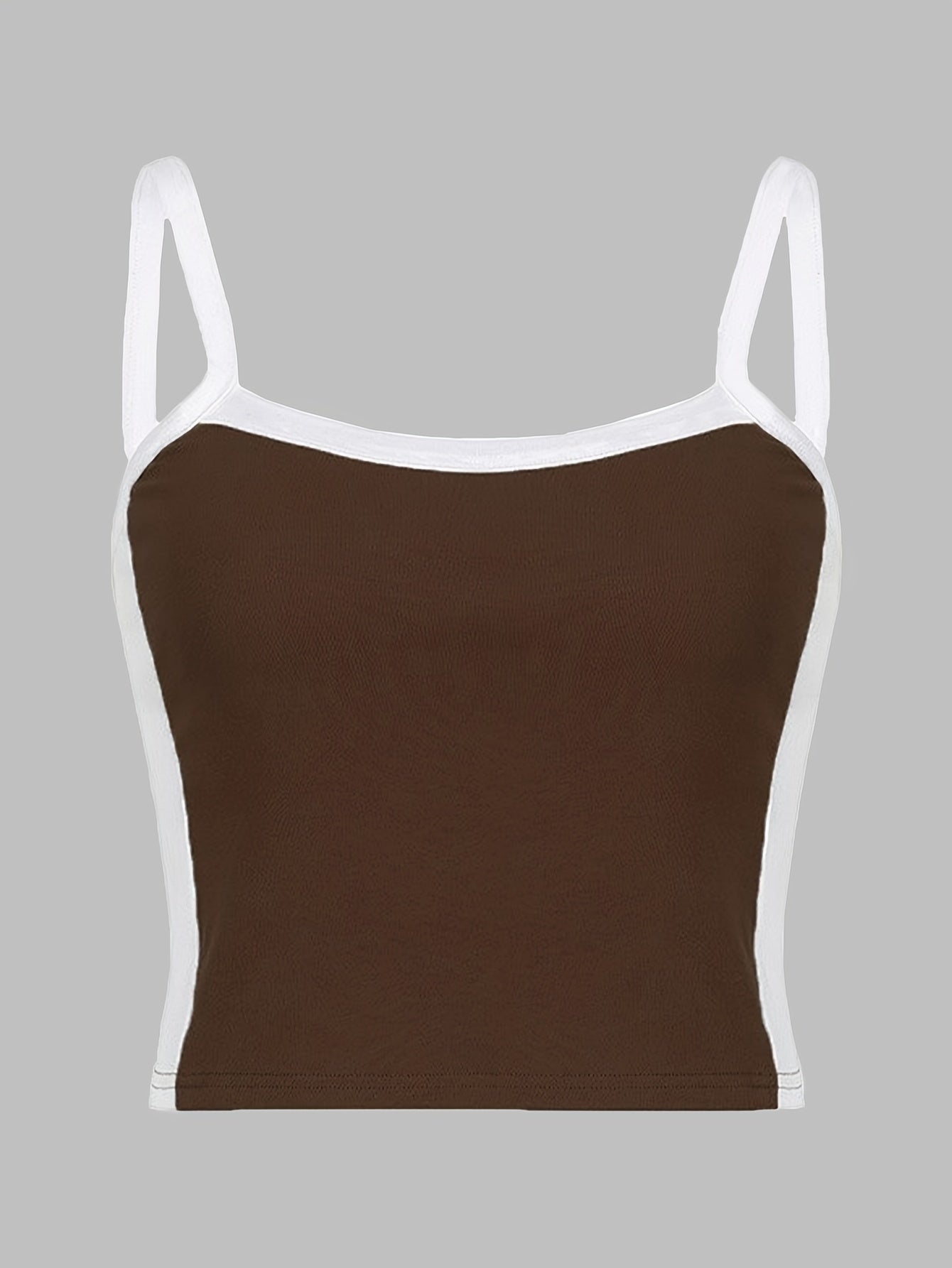 Débardeur simple à blocs de couleurs, haut d'été sexy et slim sans manches, vêtements pour femmes