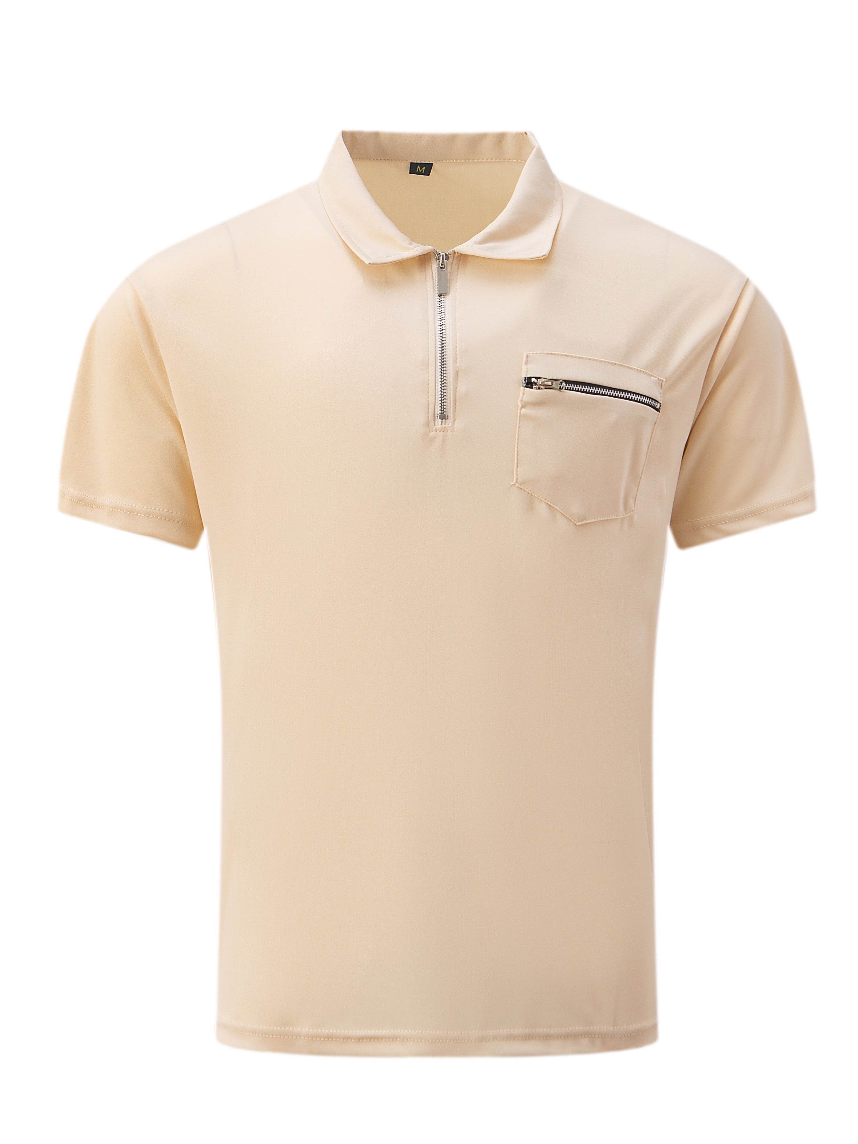 Polo de golf respirant, coupe standard, avec poche zippée sur la poitrine, col en V, manches courtes, pour l'été, vêtements pour hommes