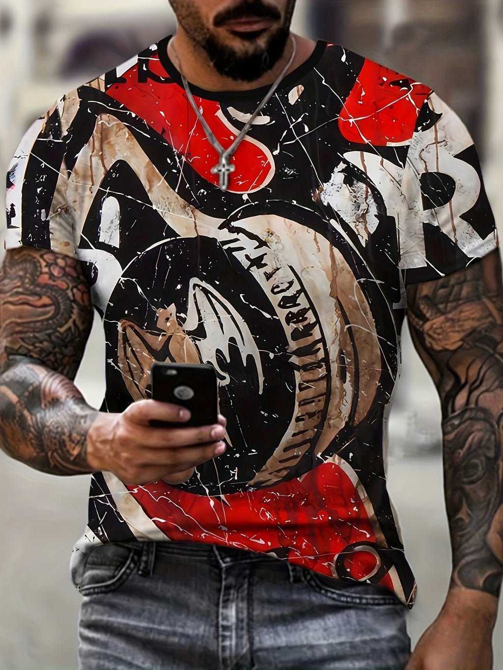 T-shirt homme à imprimé chauve-souris, confortable, imprimé 3D, légèrement extensible, col ras du cou, manches courtes, pour l'été et l'extérieur, vêtements pour hommes, cadeaux pour la fête des pères 2023 pour Halloween