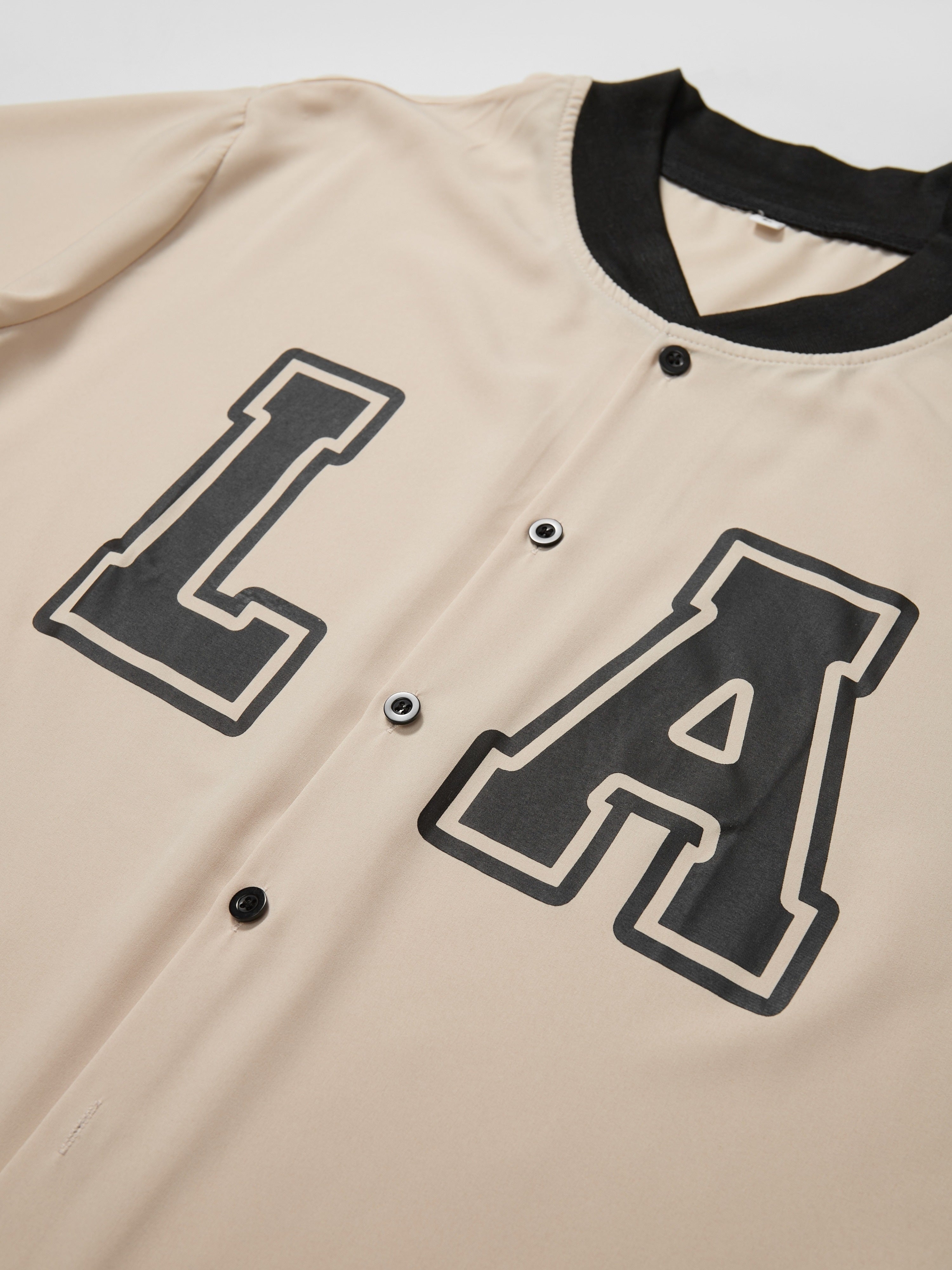 Ensemble 2 pièces tendance pour homme, imprimé lettres, maillot de baseball décontracté à manches courtes et short à cordon pour l'été, vêtements pour homme, entraînement de vacances