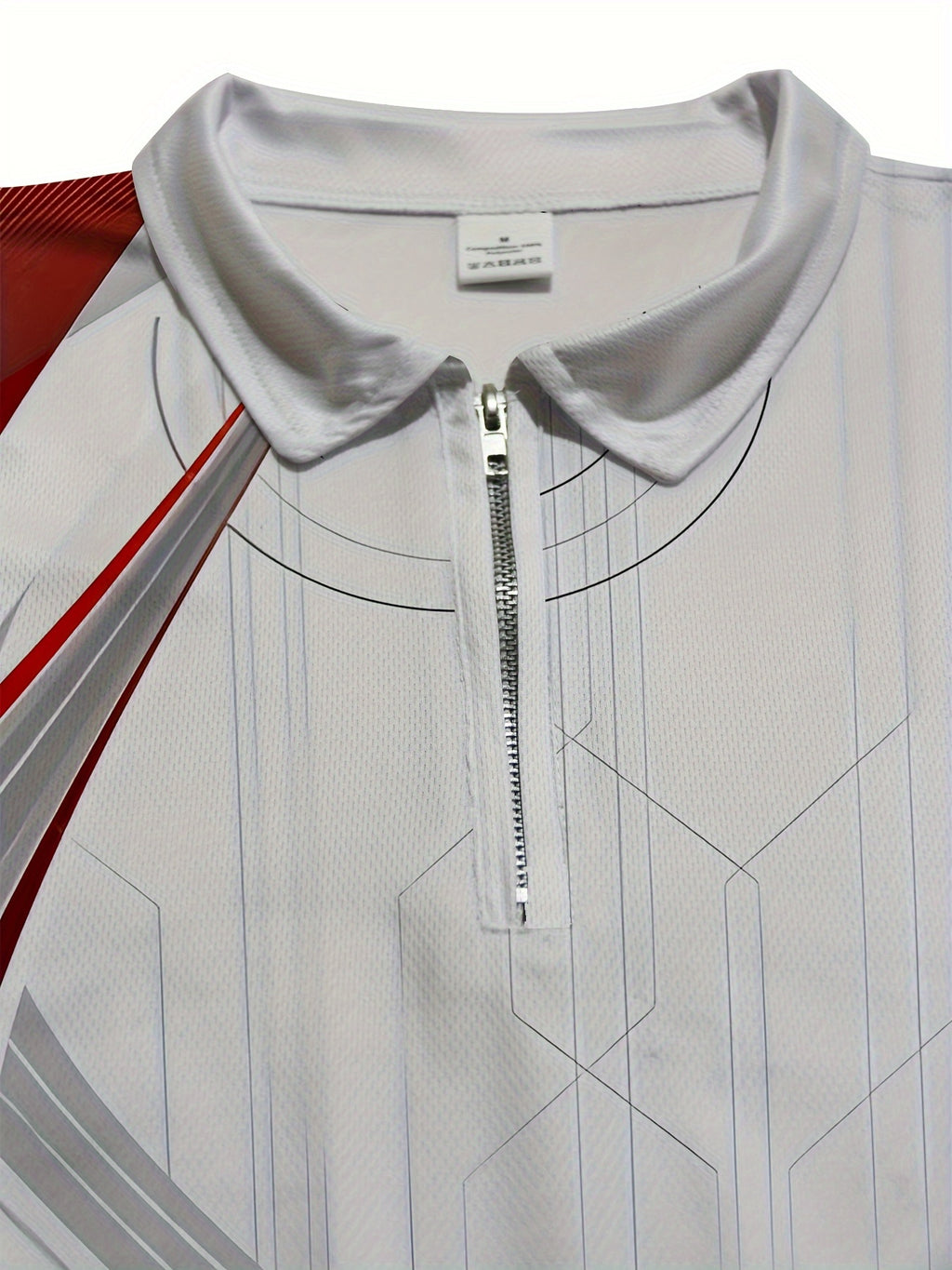 Chemise à manches courtes pour homme, motif géométrique, fermeture éclair, décontractée, confortable et polyvalente, chemise de golf, chemise de tennis, vêtements pour homme