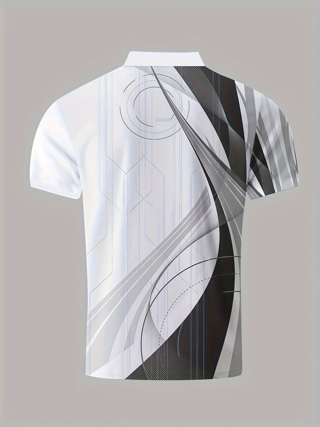 Chemise à manches courtes pour homme, motif géométrique, fermeture éclair, décontractée, confortable et polyvalente, chemise de golf, chemise de tennis, vêtements pour homme