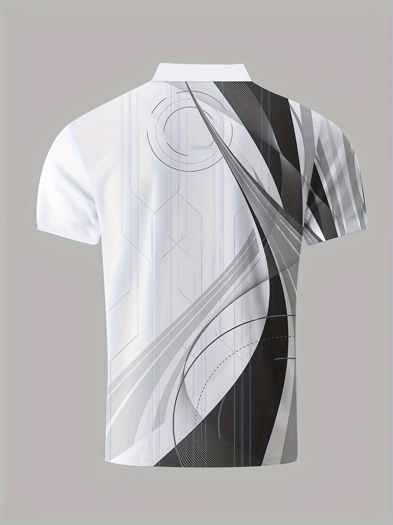 Chemise à manches courtes pour homme, motif géométrique, fermeture éclair, décontractée, confortable et polyvalente, chemise de golf, chemise de tennis, vêtements pour homme