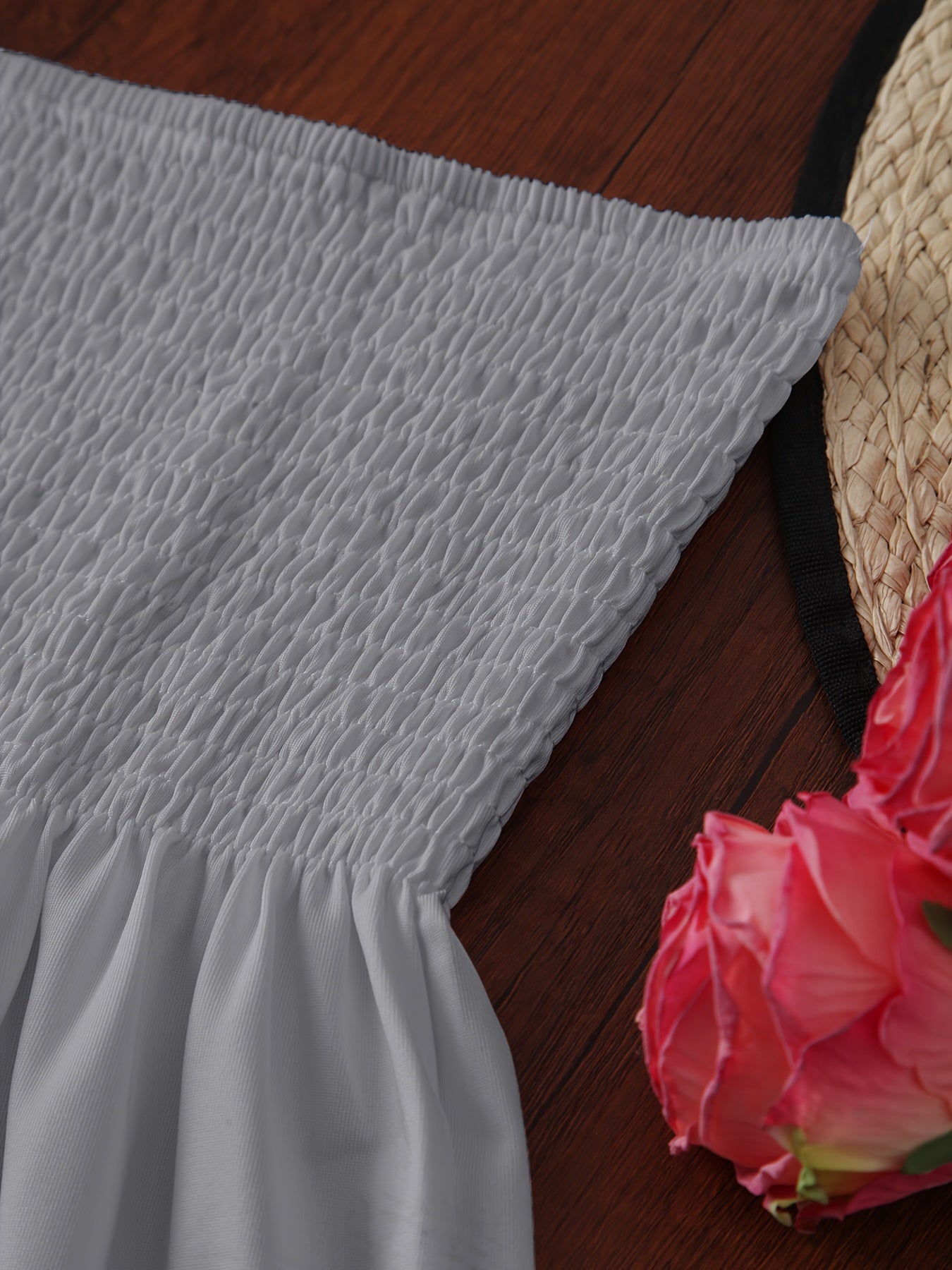 Haut tube à volants froncés, haut bandeau sans bretelles décontracté pour l'été, vêtements pour femmes, mariage, vacances