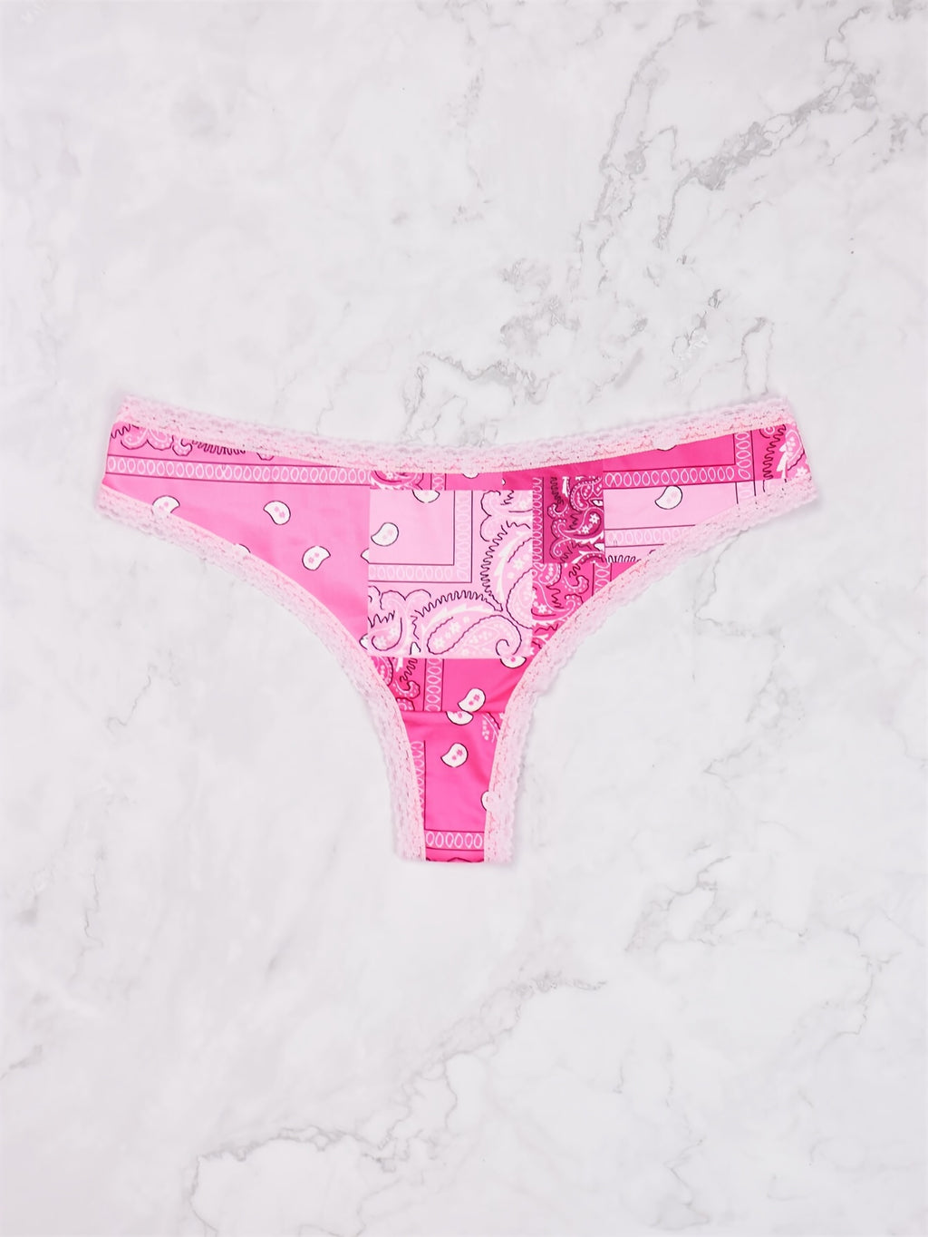 String Morvia 5 pièces en dentelle avec cœur - Ensemble de lingerie chic en maille pour femme, non transparent