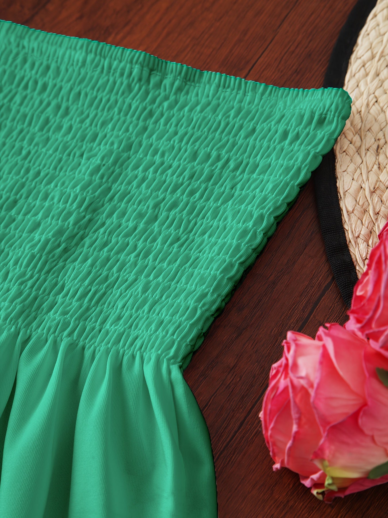 Haut tube à volants froncés, haut bandeau sans bretelles décontracté pour l'été, vêtements pour femmes, mariage, vacances