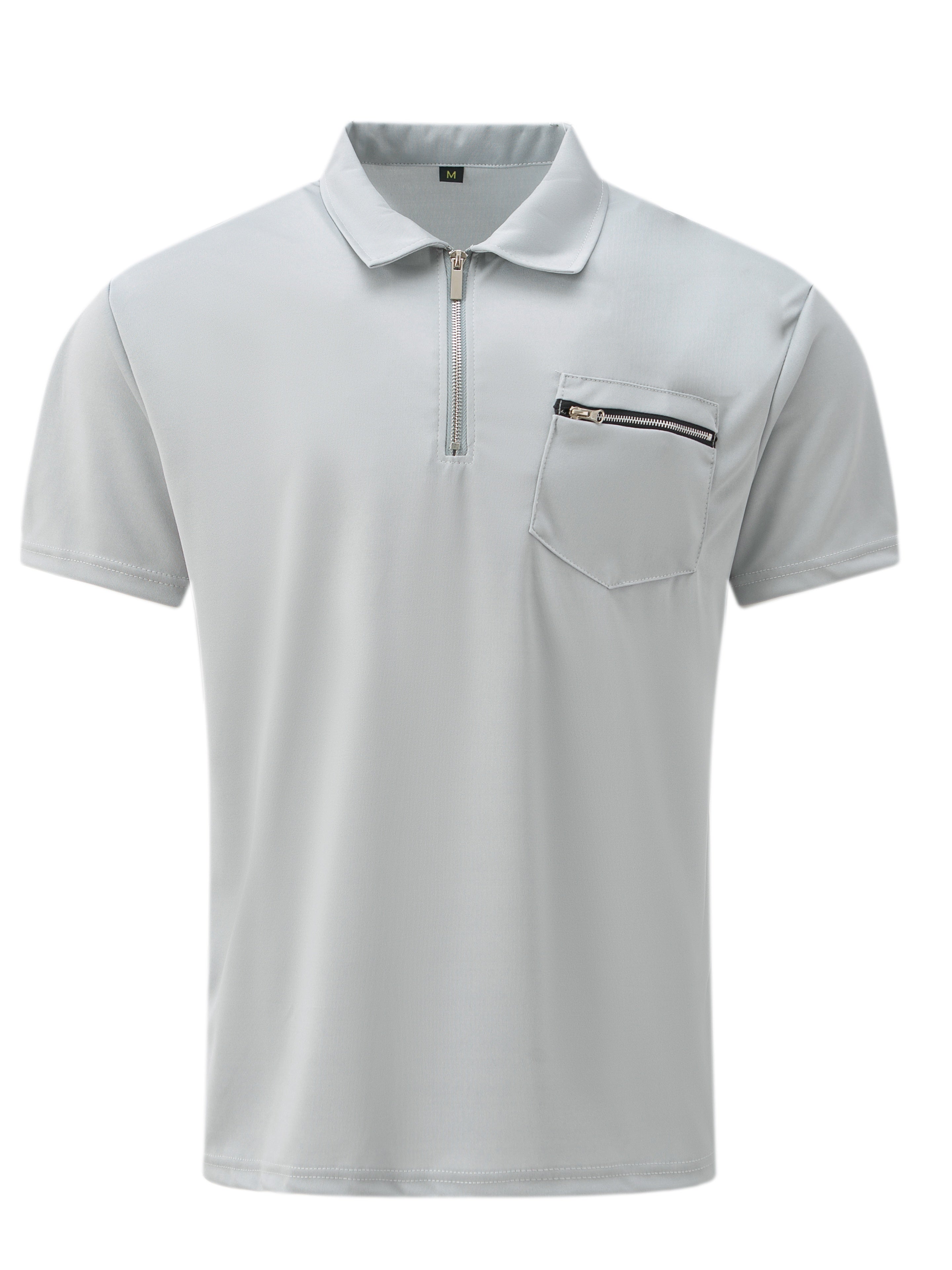 Polo de golf respirant, coupe standard, avec poche zippée sur la poitrine, col en V, manches courtes, pour l'été, vêtements pour hommes