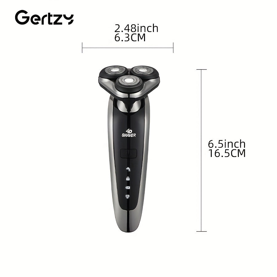 Rasoir électrique 6 en 1 Gertzy pour homme, rasoir électrique pour homme, rasoir rotatif rechargeable, cadeau de fête des pères pour père, mari et amis masculins