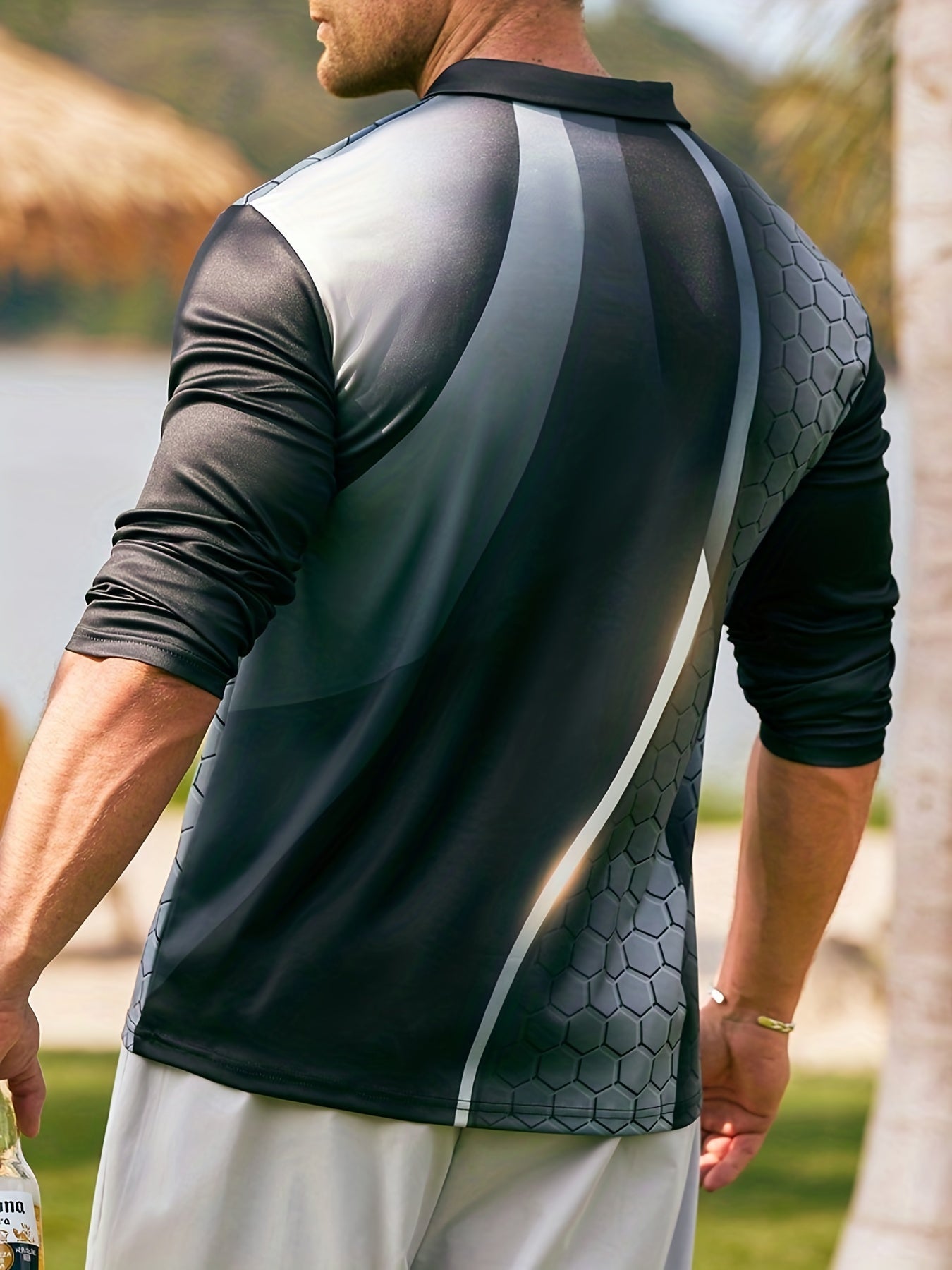 Chemise homme dégradée grande taille pour hommes corpulents et grands, chemise de golf printemps/automne pour l'extérieur et l'entraînement, vêtements pour hommes