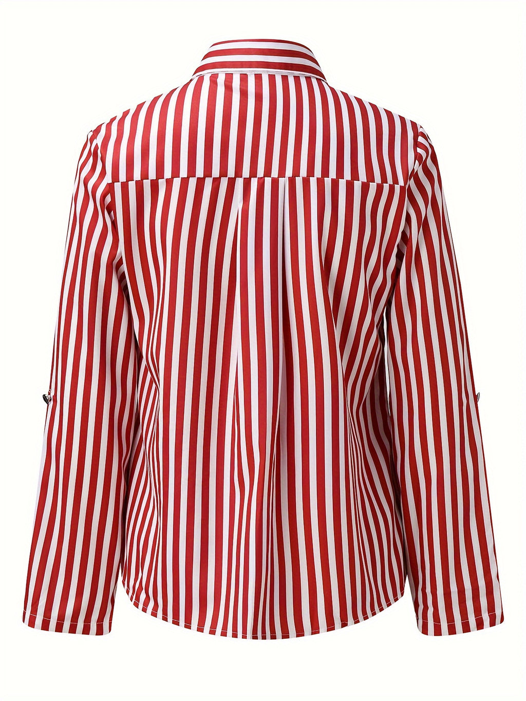 Chemise boutonnée à rayures, élégante chemise de travail à manches longues avec col, vêtements pour femme