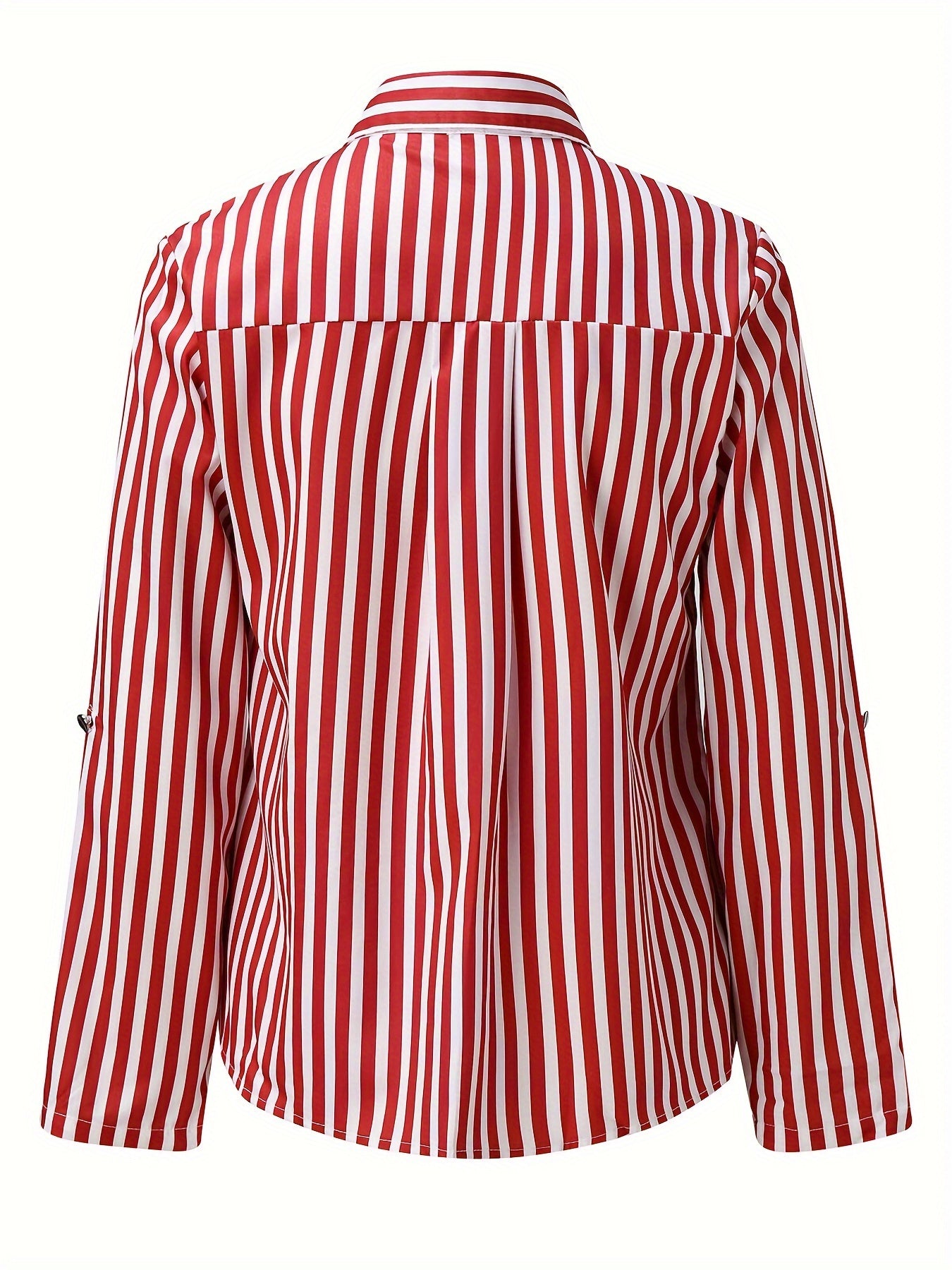 Chemise boutonnée à rayures, élégante chemise de travail à manches longues avec col, vêtements pour femme