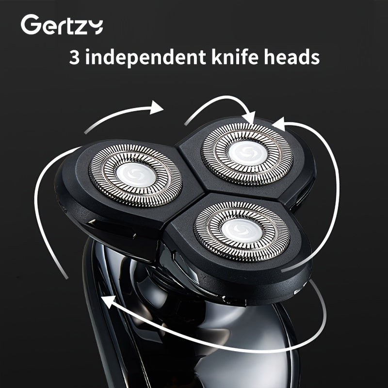 Rasoir électrique 6 en 1 Gertzy pour homme, rasoir électrique pour homme, rasoir rotatif rechargeable, cadeau de fête des pères pour père, mari et amis masculins