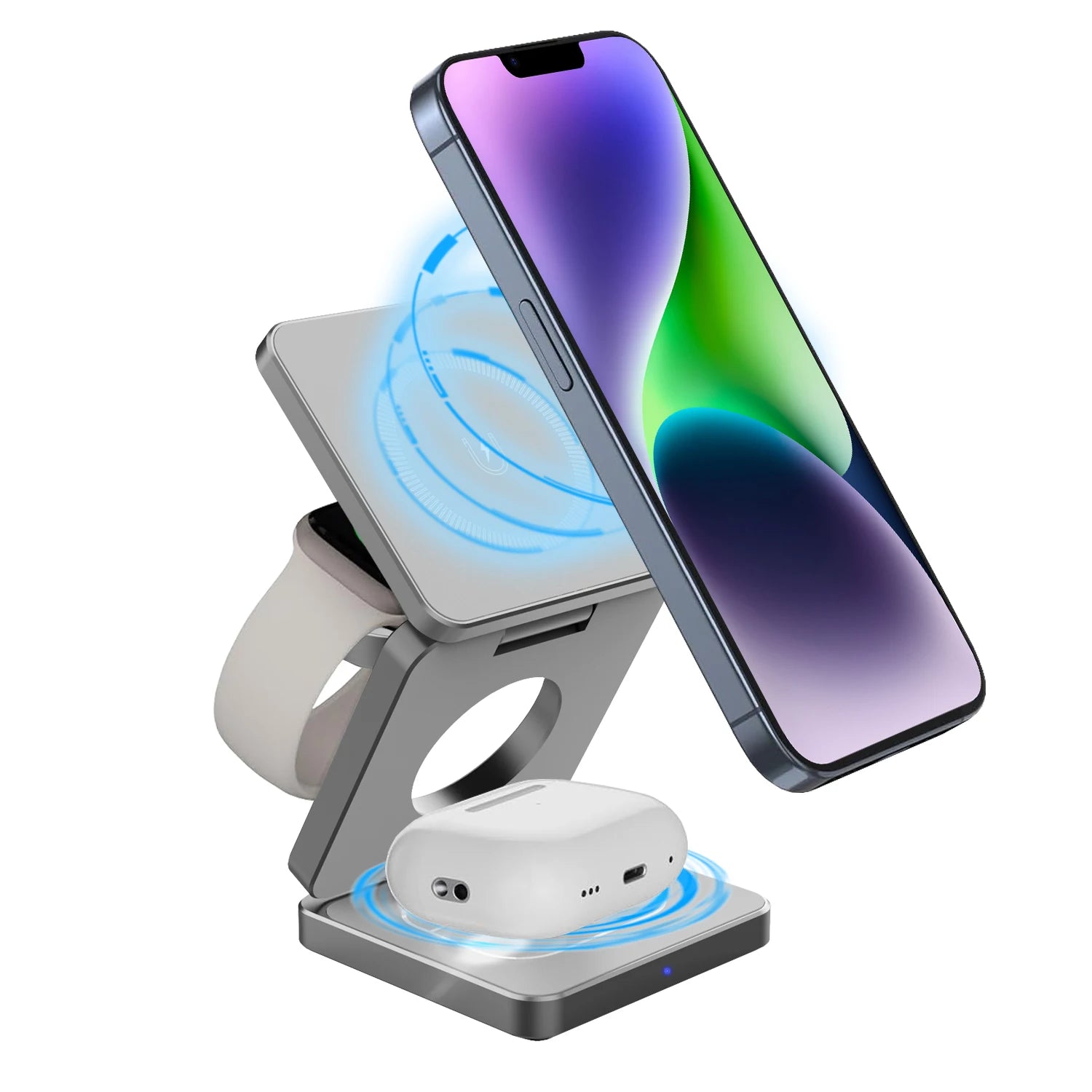Factory Wireless Charger ILEPO Iw30 3 in 1 Magnetic Foldable Magnetic Charging Station Travel Charger for iphone Power Adapter