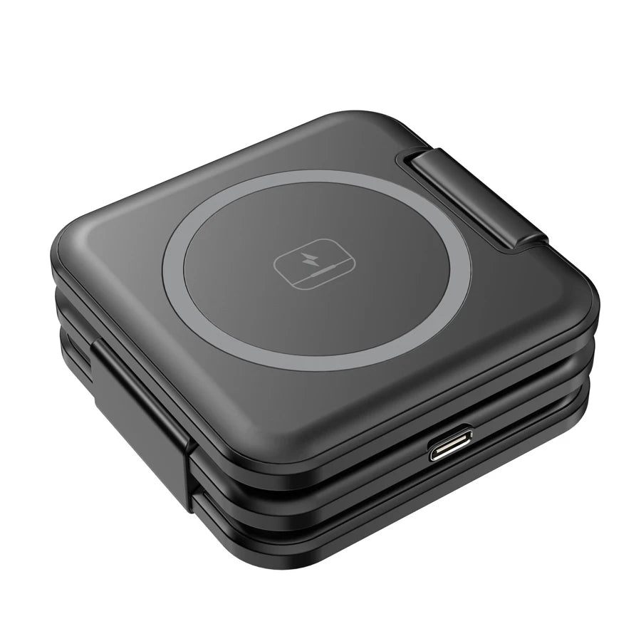 New Trending Smart Electronics Products Portable Phone Charger Magnetic Multi Foldable Stand 3 in 1 Wireless Charger for iPhone