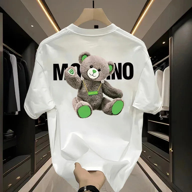 2025 Fashion Pure Cotton Printed Pure Cotton Bear Printed Short-sleeved T-shirt for Men and Women Women's Plus Size Clothes