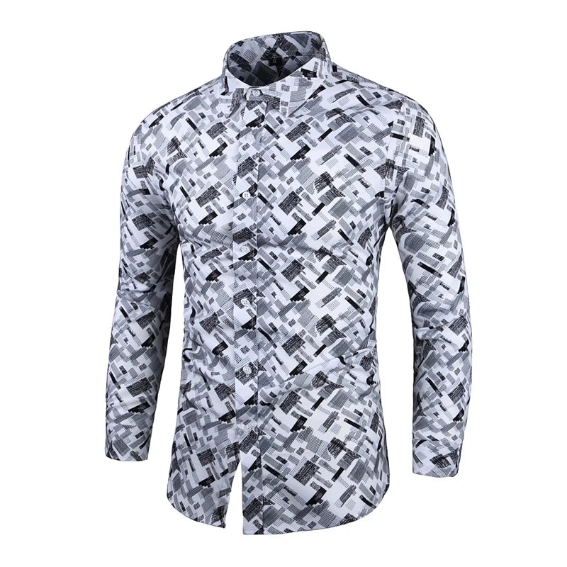 Chemise Slim Homme Mens Outfits Floral Shirt Streetwear 2022 Vintage Chinese Style Long Sleeve Dress Shirts For Men Blouses Tops