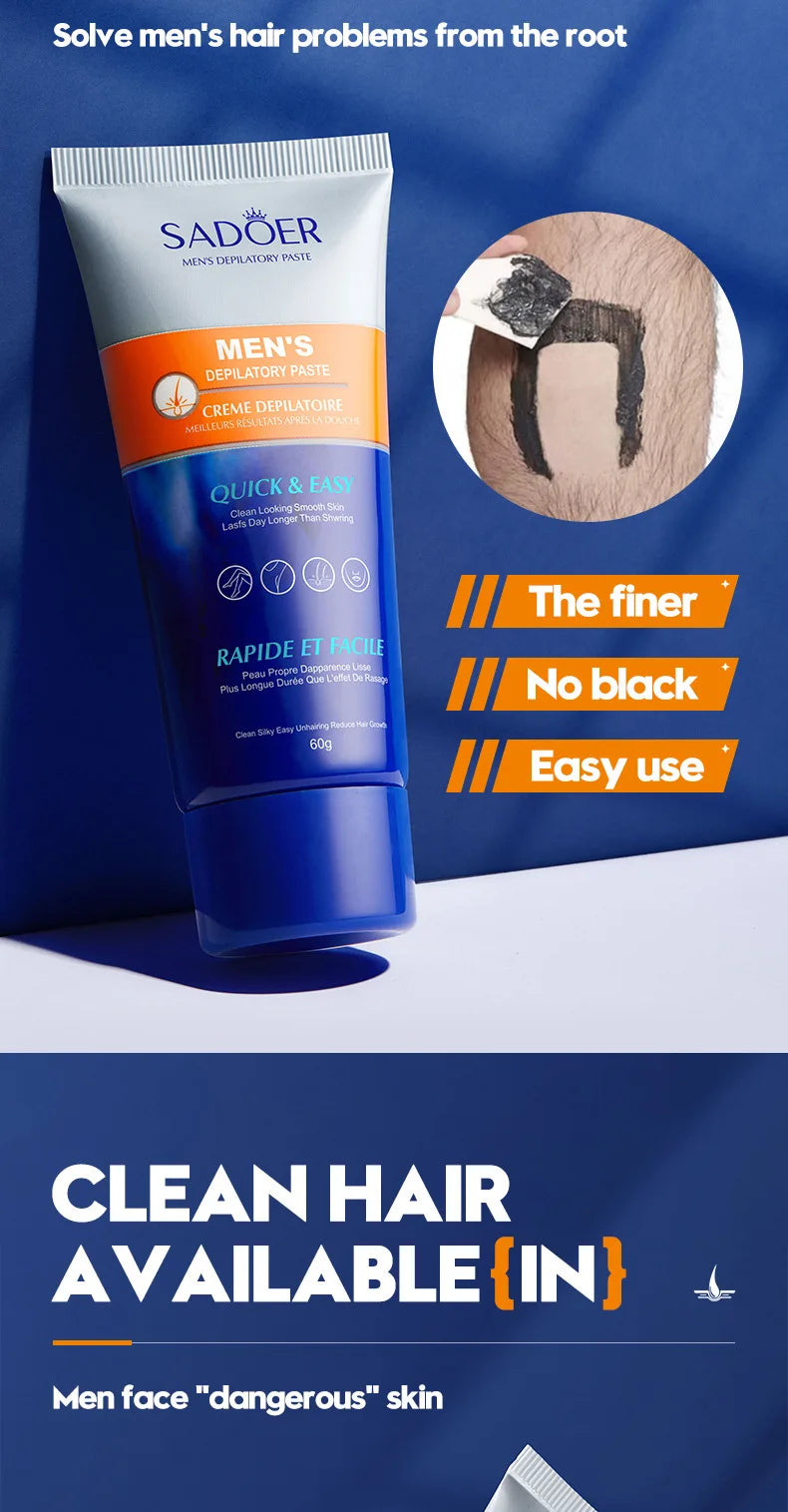 Professional hair removal wax for men Painless chest hair Legs Arms armpit Beard remover Body Skin Permanent depilation cream
