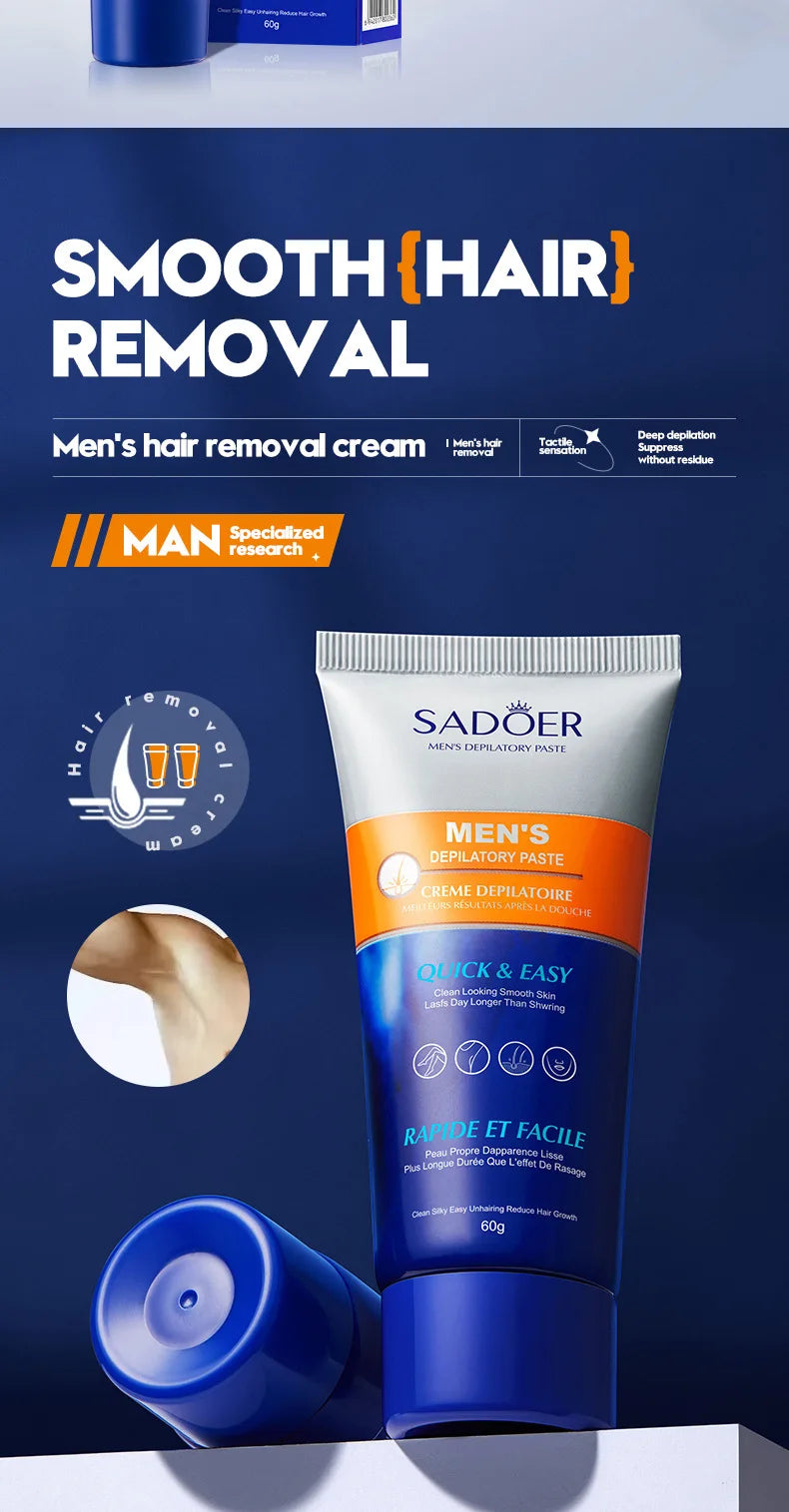 Professional hair removal wax for men Painless chest hair Legs Arms armpit Beard remover Body Skin Permanent depilation cream