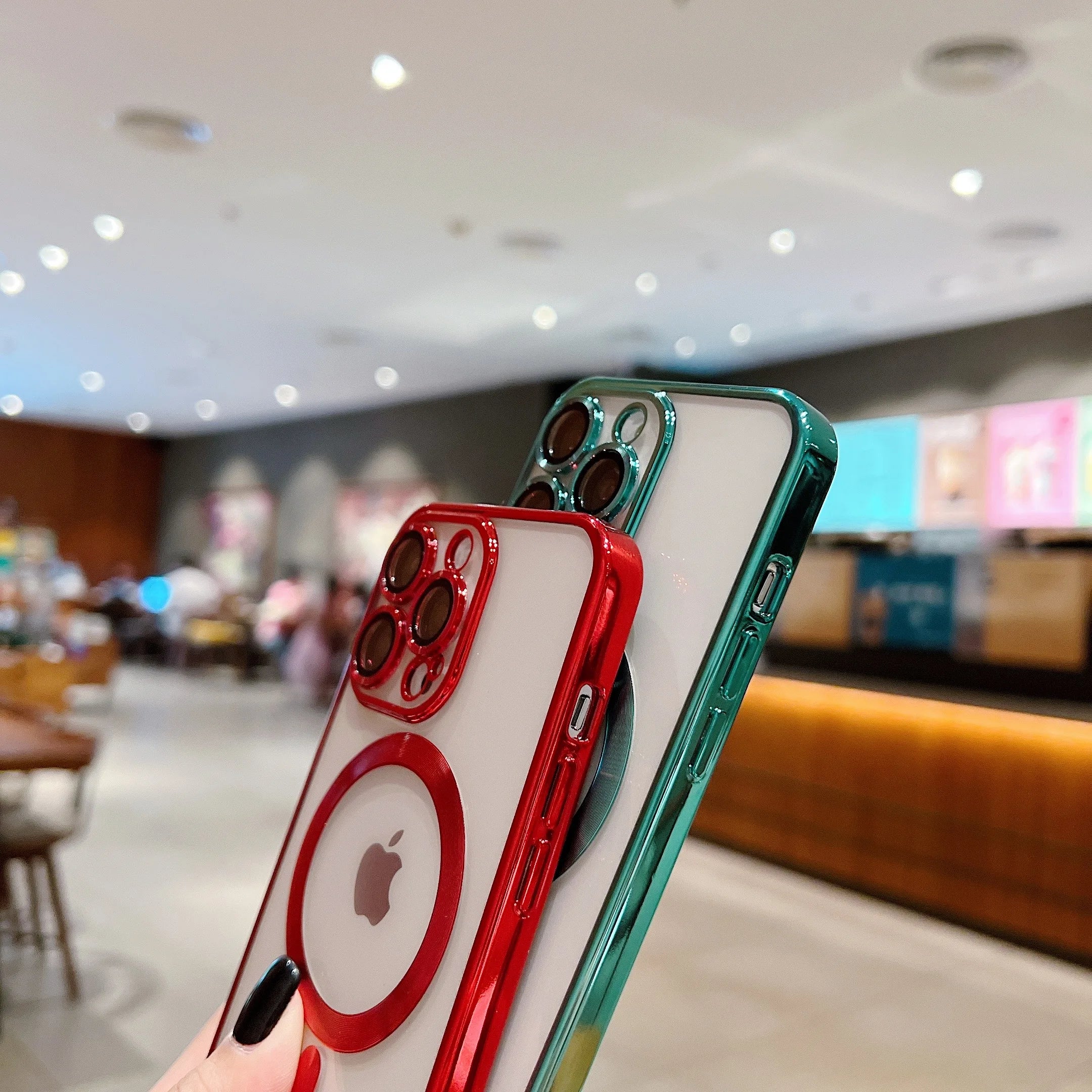 For iPhone 15 16 Pro Max Luxury Magsafe Magnetic Plating Frame Transparent Phone Case For iPhone 11 12 13 14 Plus 17 Air Cover
