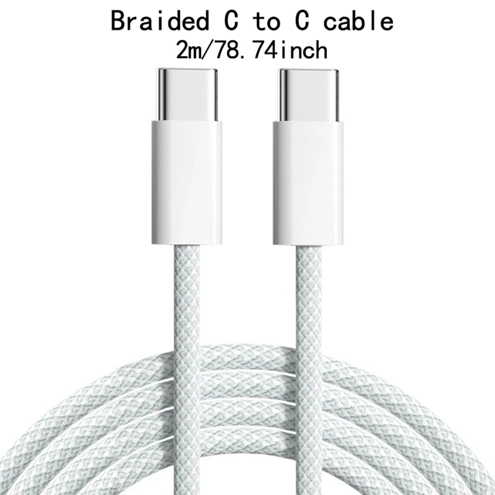 Câble de données USB C vers Type C pour téléphone portable, charge rapide PD 60 W, câble de chargeur tressé pour iPhone 15, Android, Samsung (1 pièce, 2 pièces, 3 pièces)