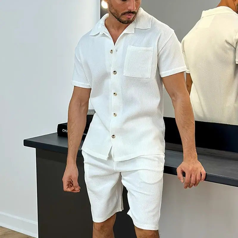 2025 New Sport Simple and Trendy Men's Short Sleeved Shorts Comfortable and Casual Fashion Men's Versatile Short Sleeved Set