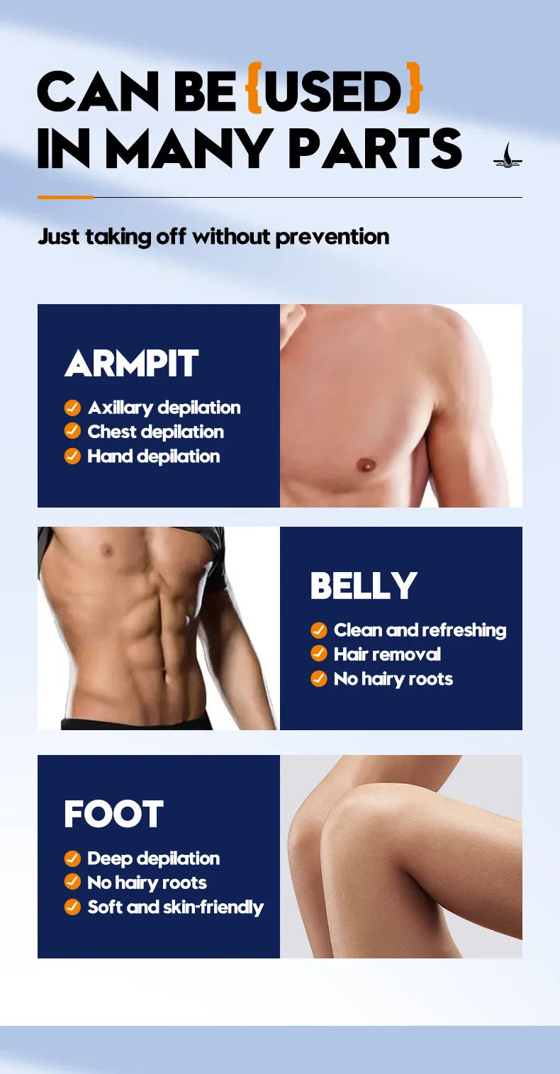 Professional hair removal wax for men Painless chest hair Legs Arms armpit Beard remover Body Skin Permanent depilation cream